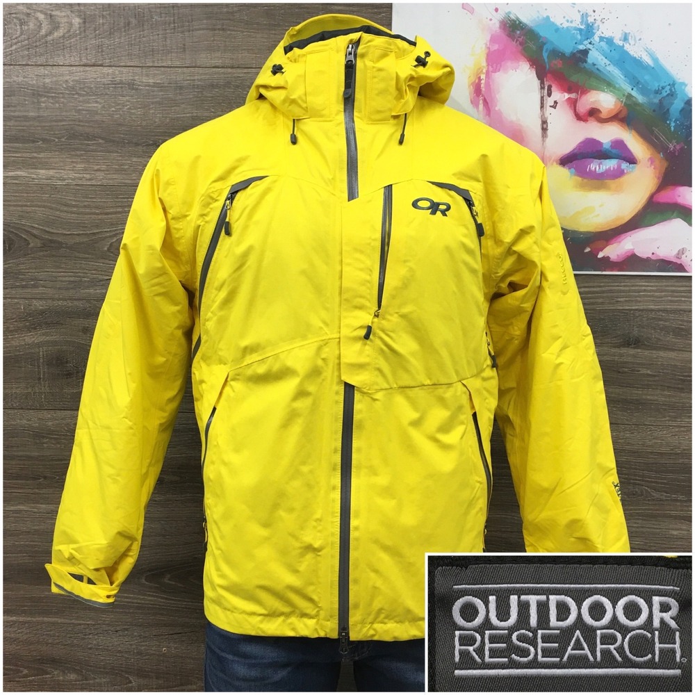 Outdoor Research Mens Gore-Tex PrimaLoft Jacket Yellow Recco Hooded 55067 V025 M